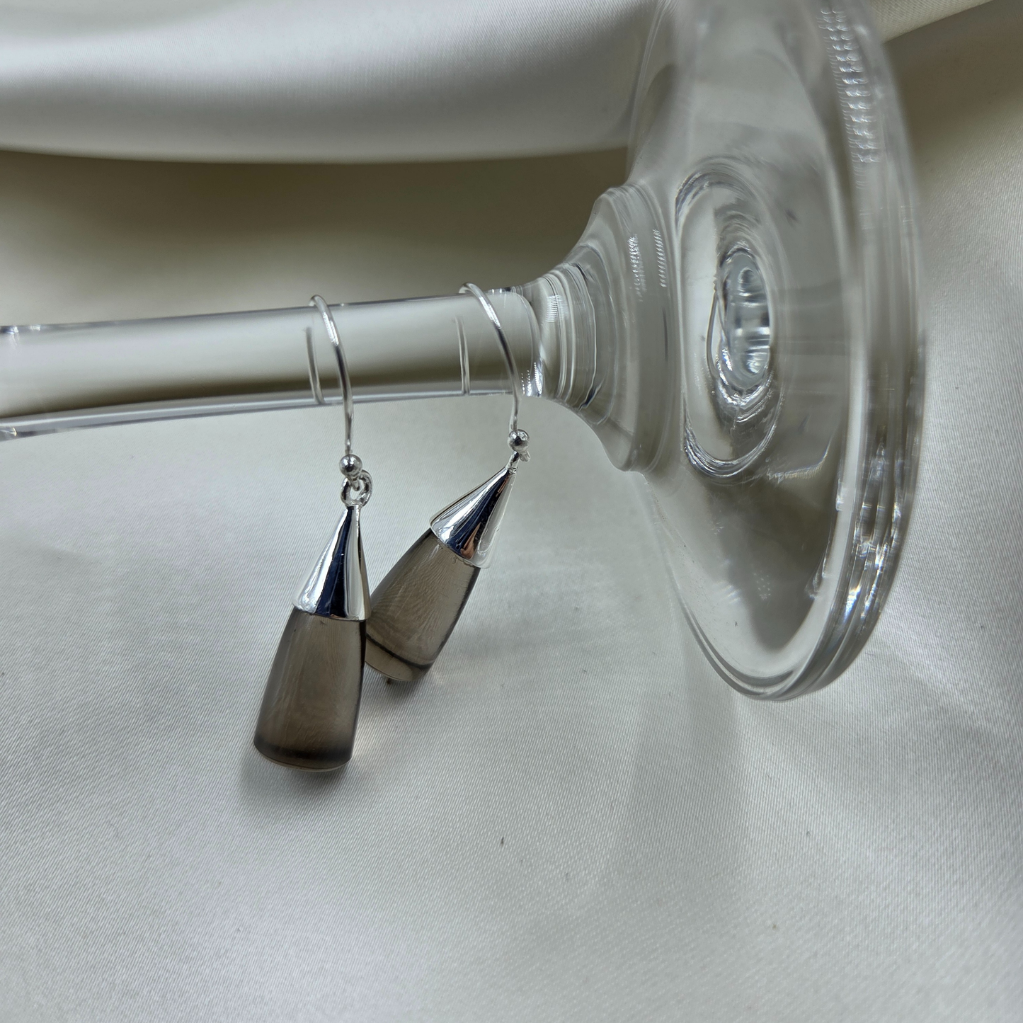 smokey quartz silver earrings