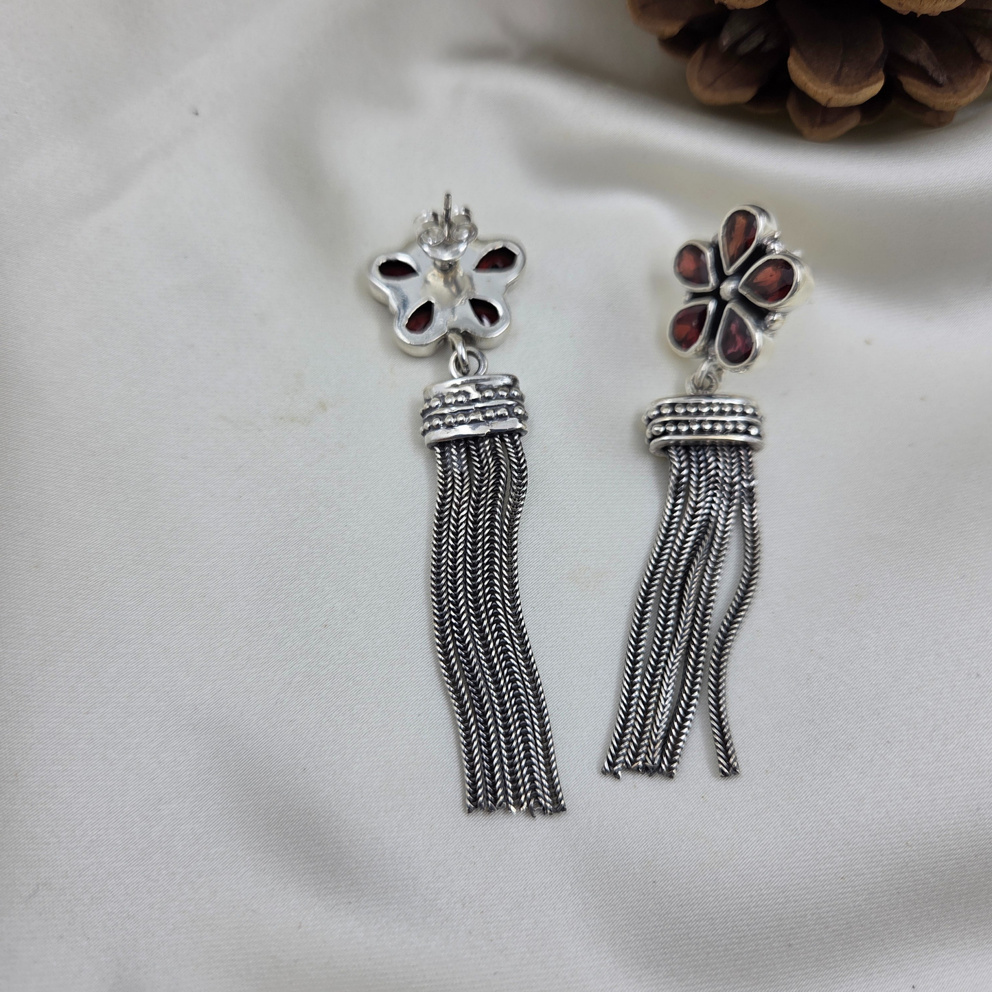 silver tassle earrings