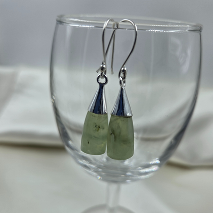 Prehnite stone and 92.5 silver earrings 