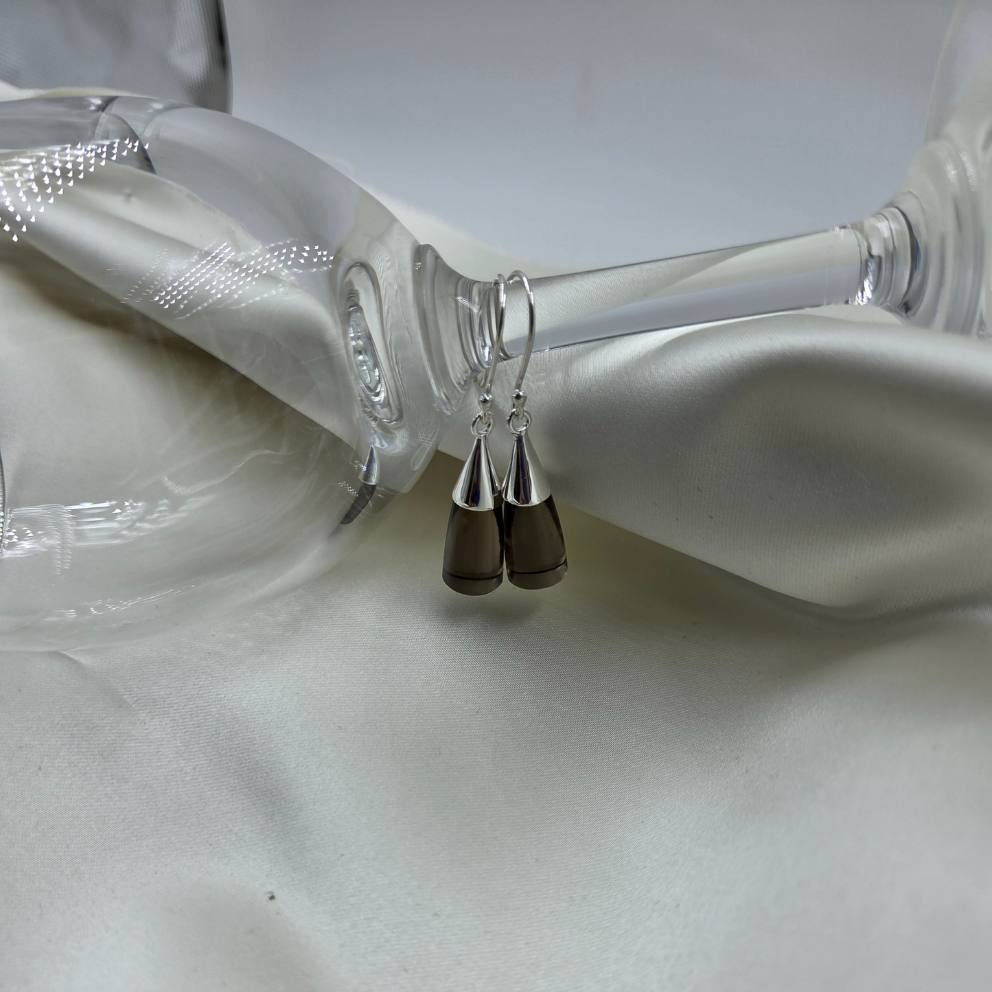 grey quartz silver earrings