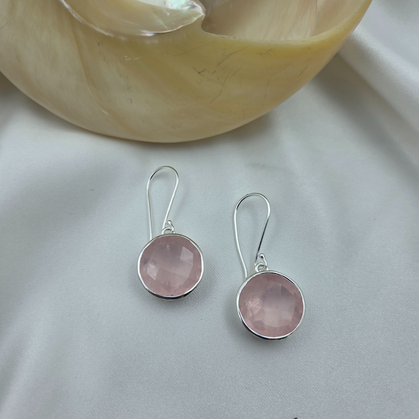 Pink Quartz Silver Earrings