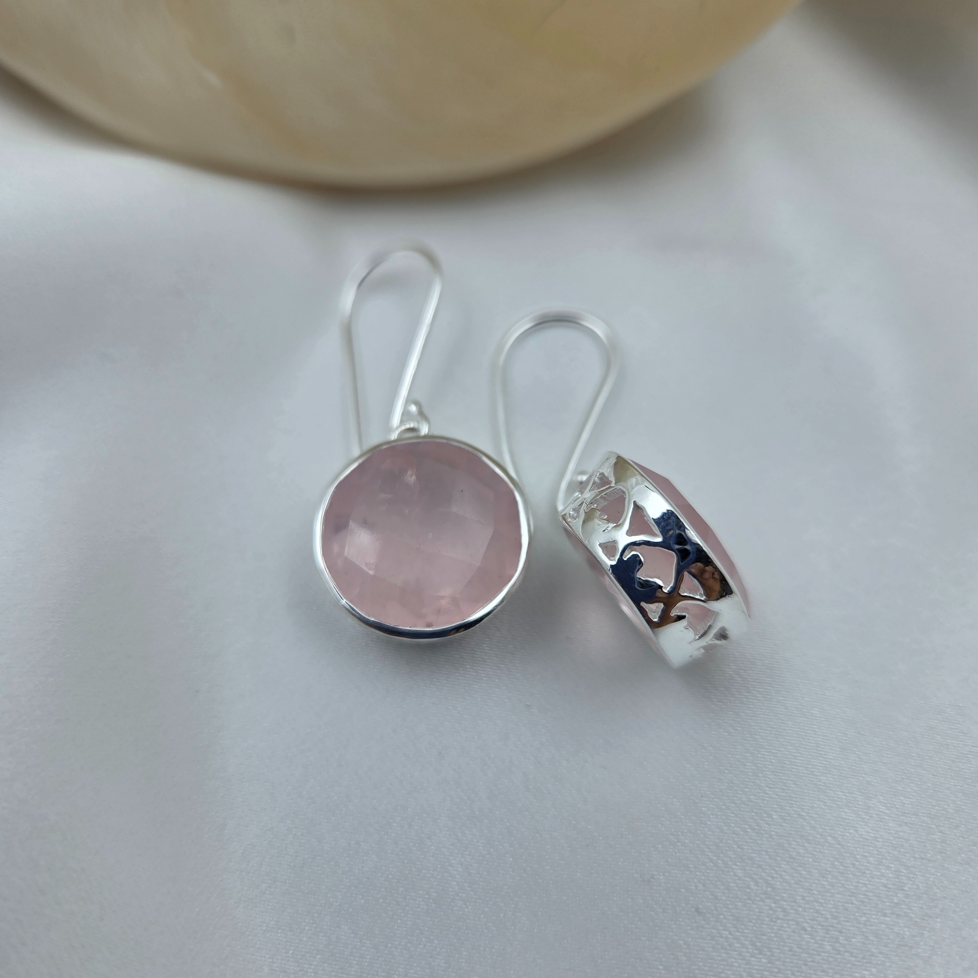 Pink Quartz silver Earrings