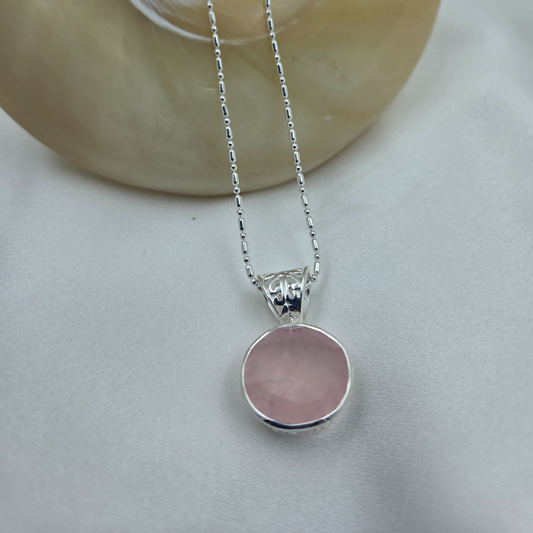 Rose Quartz and silver Pendent