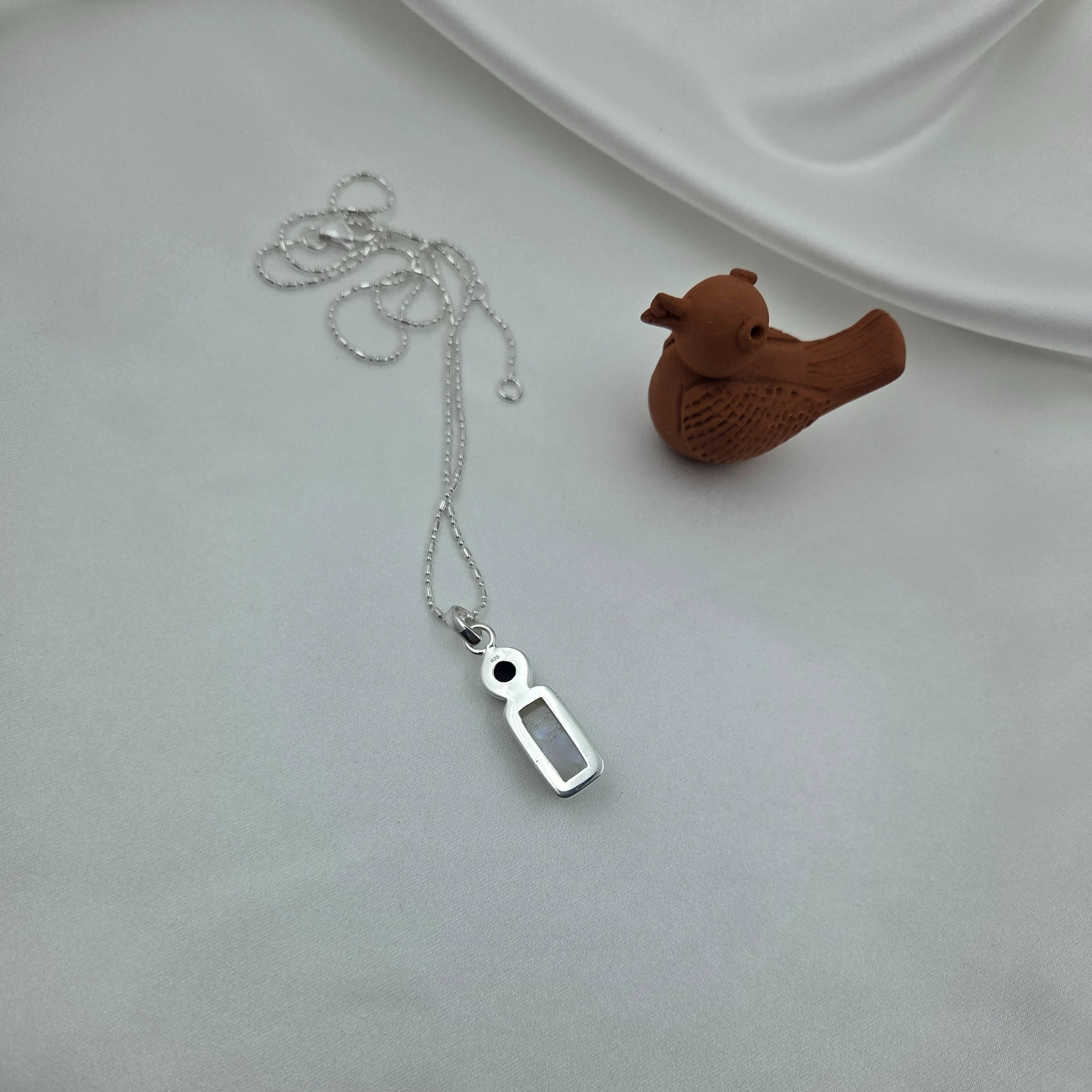 Milky white and blue silver Pendant